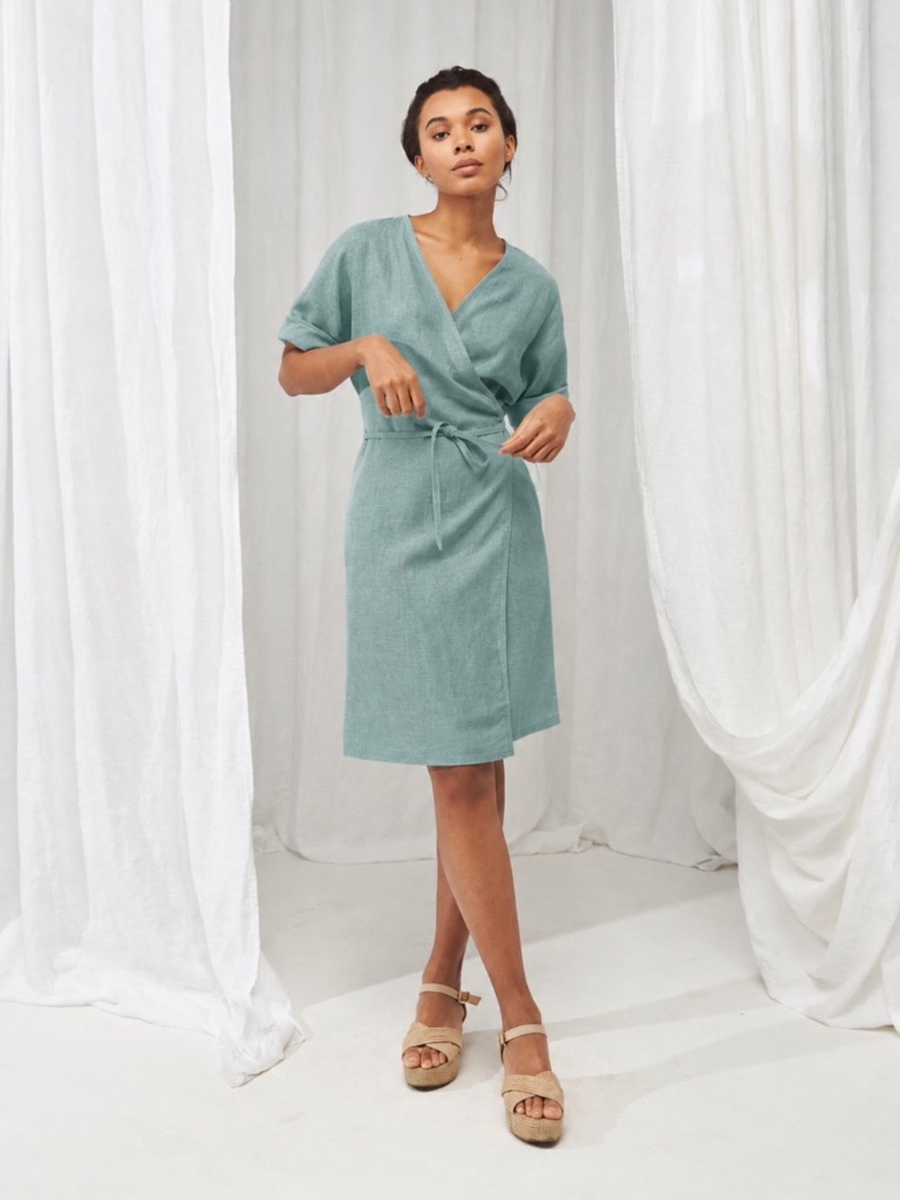 Linen Handmade Studio Noelle Linen Wrap Dress